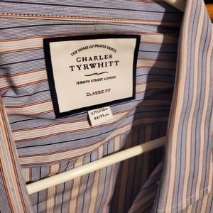 Charles Tyrwhitt 17.5x36 striped dress shirt, french cuff (cuffs not included)